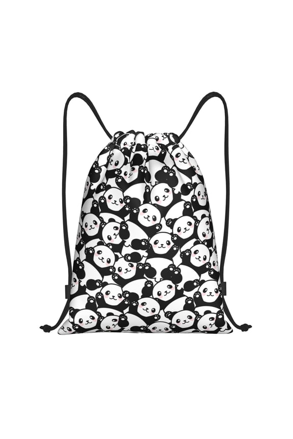 Cute Panda (3) Print Drawstring Backpack Drawstring Bags,Draw String Back Bag Drawstring Bags for Sports,Gym,Travel,Swimming,Beach