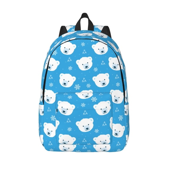 Kuqiui Cute Polar Bear Print Canvas Travel Laptop Backpack for Men Women,Business Work Rucksack College School Computer Bag Fits 15.6 Inch Notebook