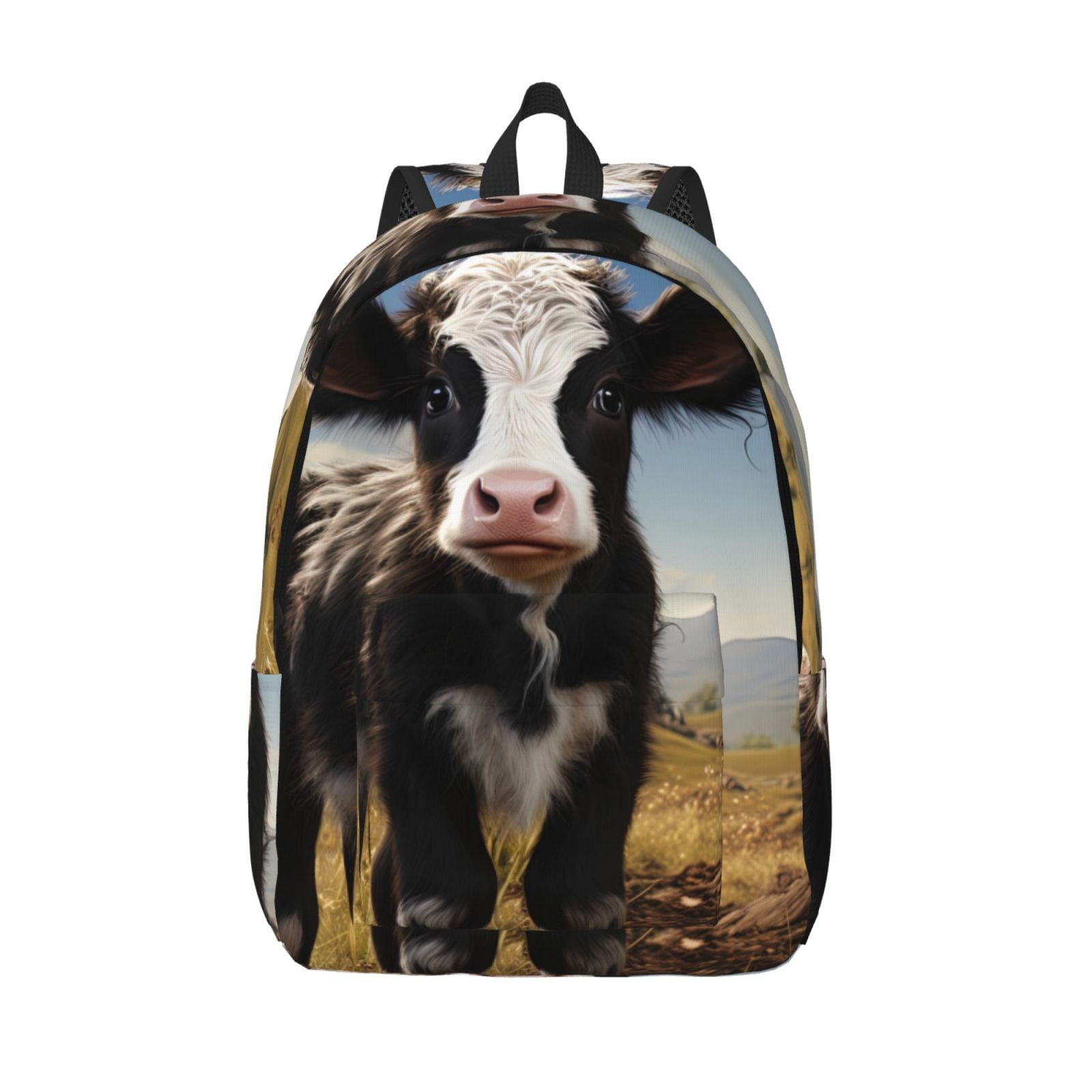 Kuqiui Cute Prairie Cow Print Canvas Travel Laptop Backpack for Men Women,Business Work Rucksack College School Computer Bag Fits 15.6 Inch Notebook
