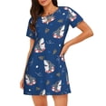 thumbnail image 1 of Kuqiui Cute Shark Pattern Women's Short-sleeved Nightgown,Casual Sleep A-line Sleepwear Comfy Sleepshirt,Cute Breathable Nightdress Ruffle - Small, 1 of 7