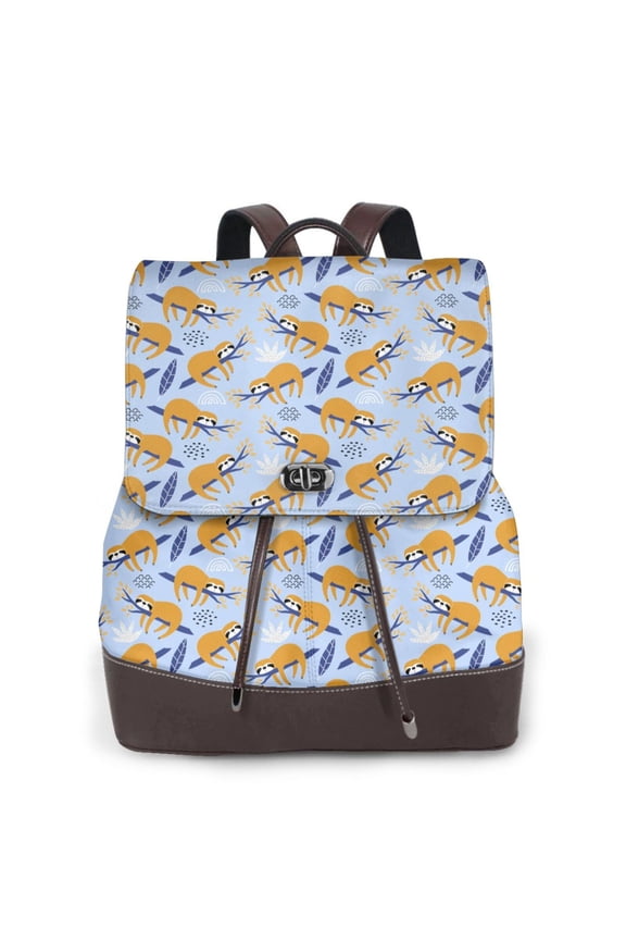 Cute Sloth Print Leather Backpack Purse For Women Fashion Ladies Vintage Bags Casual College Travel Backpacks bag
