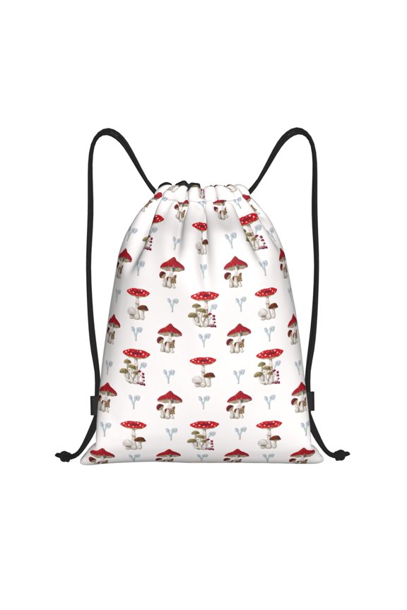 Different Mushrooms Print Drawstring Backpack Drawstring Bags,Draw String Back Bag Drawstring Bags for Sports,Gym,Travel,Swimming,Beach
