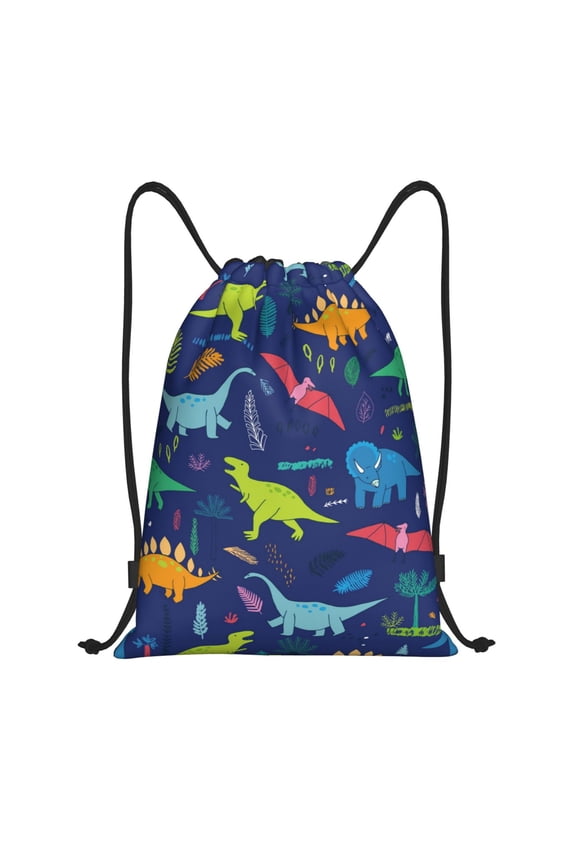 Dinosaurs Print Drawstring Backpack Drawstring Bags,Draw String Back Bag Drawstring Bags for Sports,Gym,Travel,Swimming,Beach
