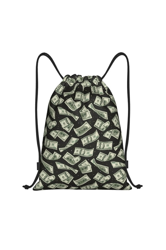 Dollar Print Drawstring Backpack Drawstring Bags,Draw String Back Bag Drawstring Bags for Sports,Gym,Travel,Swimming,Beach