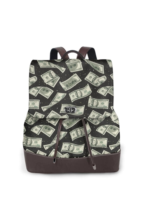 Dollar Print Leather Backpack Purse For Women Fashion Ladies Vintage Bags Casual College Travel Backpacks bag
