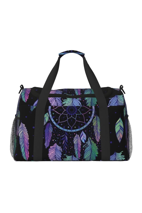 Dreamcatcher With Colorful Feathers Print Foldable Travel Duffel Bag Tote Carry on Luggage Bag Personal item Sports Gym Bag Water Resistant Weekender Overnight Bags for Women and Men