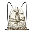 thumbnail image 1 of Kuqiui Dutch Windmill Print Drawstring Backpack Drawstring Bags,Draw String Back Bag Drawstring Bags for Sports,Gym,Travel,Swimming,Beach, 1 of 8