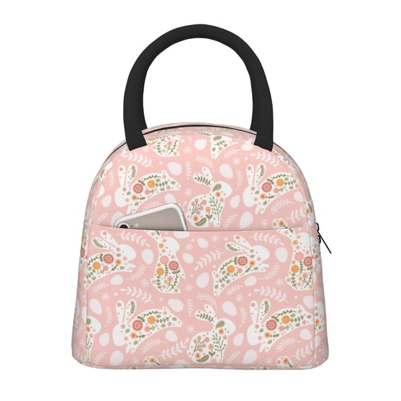 Kuqiui Easter Bunny Print Lunch Bag for Women & Men Adult Insulated Lunch Box,Small Leakproof Cooler Food Lunch Containers Reusable High Capacity Lunch Tote Bags for Work,Travel,Outdoor
