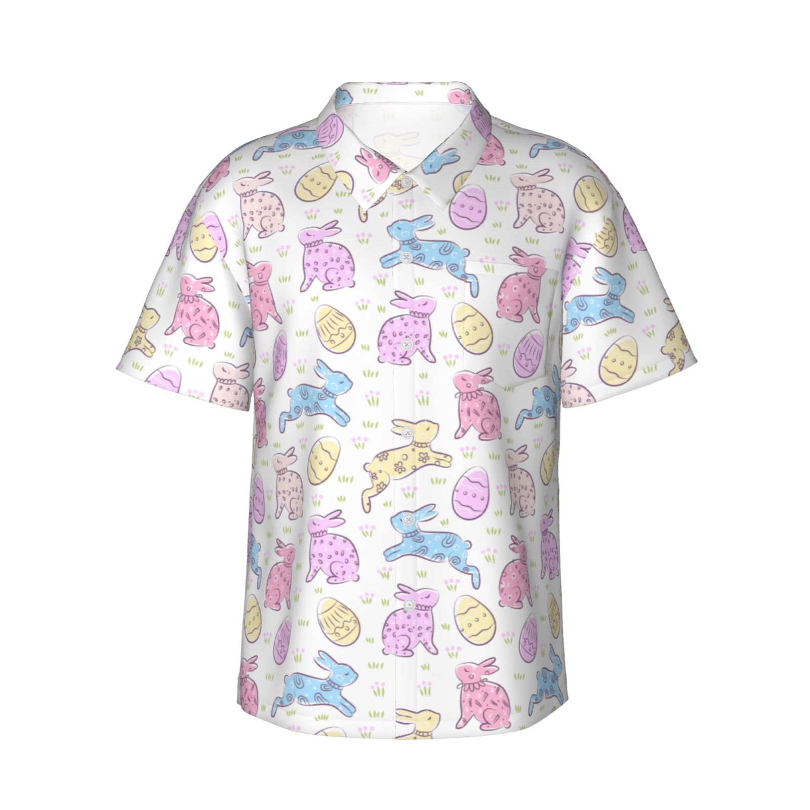 Kuqiui Easter Colorful Rabbit Pattern Men's Casual Button-Down Shirts ...