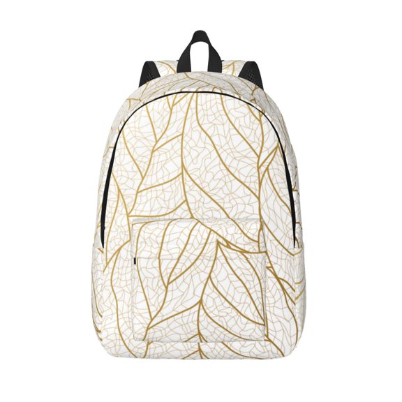 Kuqiui Elegant Gold Leaf Pattern Print Canvas Travel Laptop Backpack for Men Women,Business Work Rucksack College School Computer Bag Fits 15.6 Inch Notebook