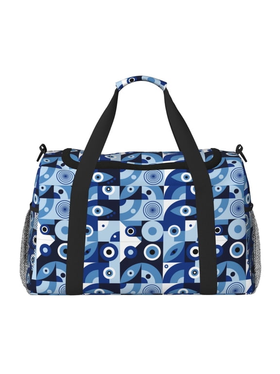 Evil Eye Print Foldable Travel Duffel Bag Tote Carry on Luggage Bag Personal item Sports Gym Bag Water Resistant Weekender Overnight Bags for Women and Men