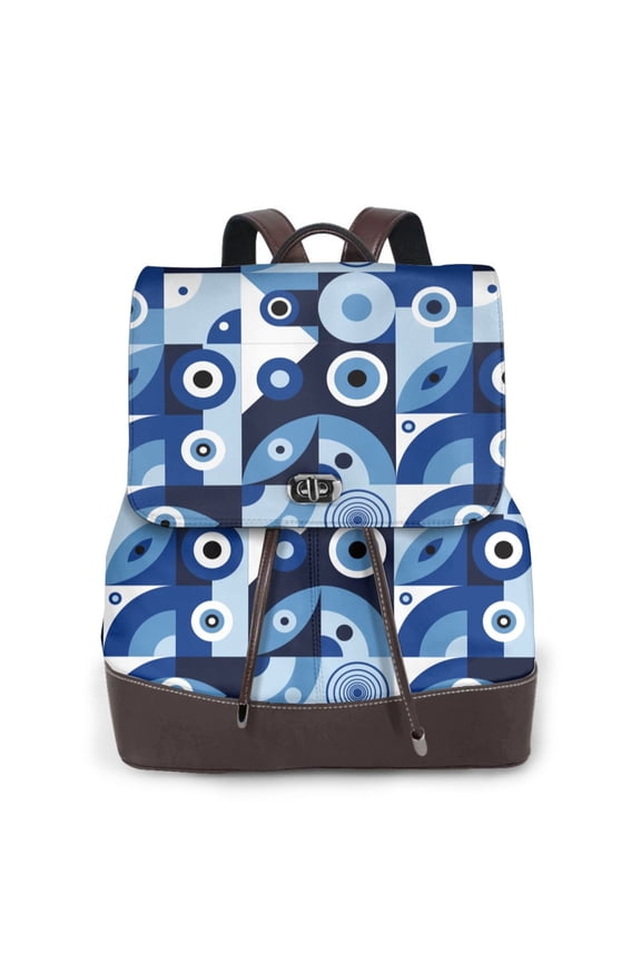 Evil Eye Print Leather Backpack Purse For Women Fashion Ladies Vintage Bags Casual College Travel Backpacks bag