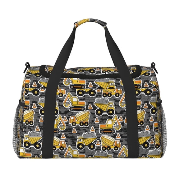 Kuqiui Excavator At Work Print Foldable Travel Duffel Bag Tote Carry on Luggage Bag Personal item Sports Gym Bag Water Resistant Weekender Overnight Bags for Women and Men