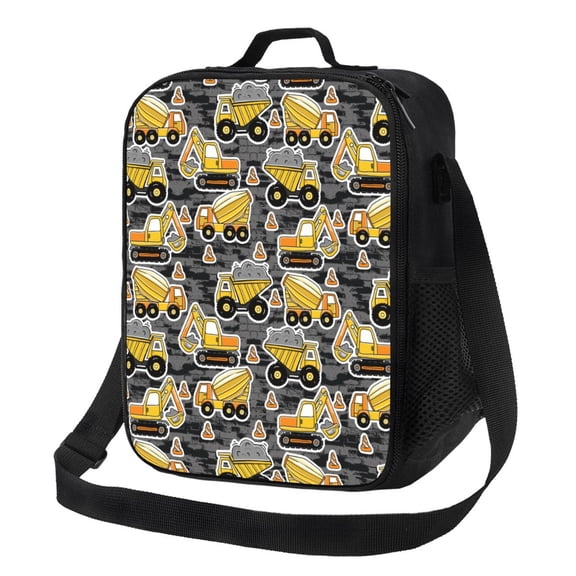 Kuqiui Excavator At Work Print Lunch Box for Women Men,Insulated Lunch Bag Women with Adjustable Shoulder Strap,Lunch Tote Bag for Work,Picnic,Camping