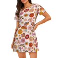thumbnail image 1 of Kuqiui Fall 70s Groovy Hippie Pattern Women's Short-sleeved Nightgown,Casual Sleep A-line Sleepwear Comfy Sleepshirt,Cute Breathable Nightdress Ruffle - Medium, 1 of 7