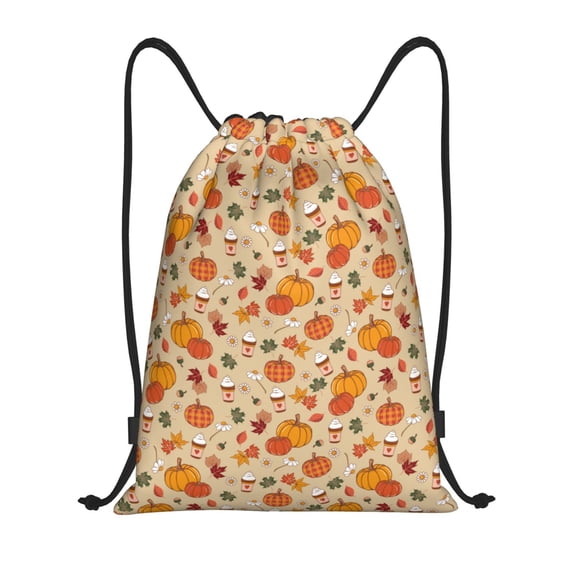 Kuqiui Fall Autumn Print Drawstring Backpack Drawstring Bags,Draw String Back Bag Drawstring Bags for Sports,Gym,Travel,Swimming,Beach