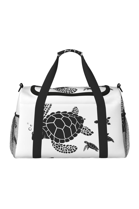 Family Of Sea Turtles Print Foldable Travel Duffel Bag Tote Carry on Luggage Bag Personal item Sports Gym Bag Water Resistant Weekender Overnight Bags for Women and Men