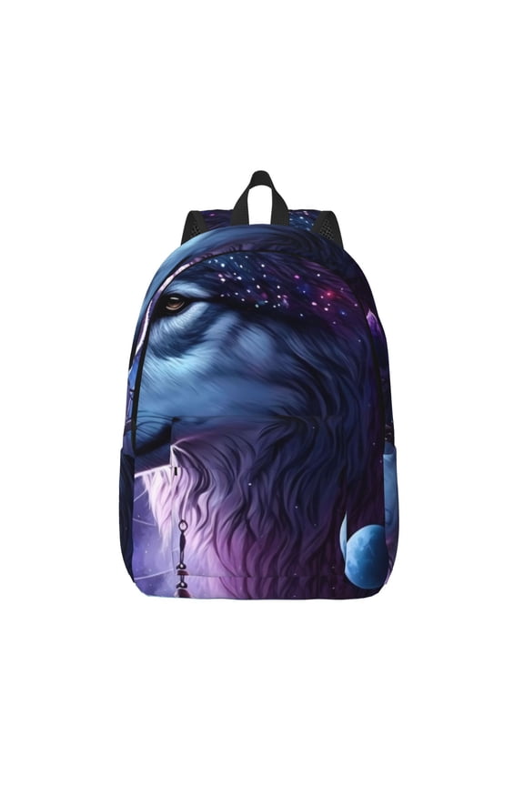 Feathered Wolf Print Canvas Travel Laptop Backpack for Men Women,Business Work Rucksack College School Computer Bag Fits 15.6 Inch Notebook
