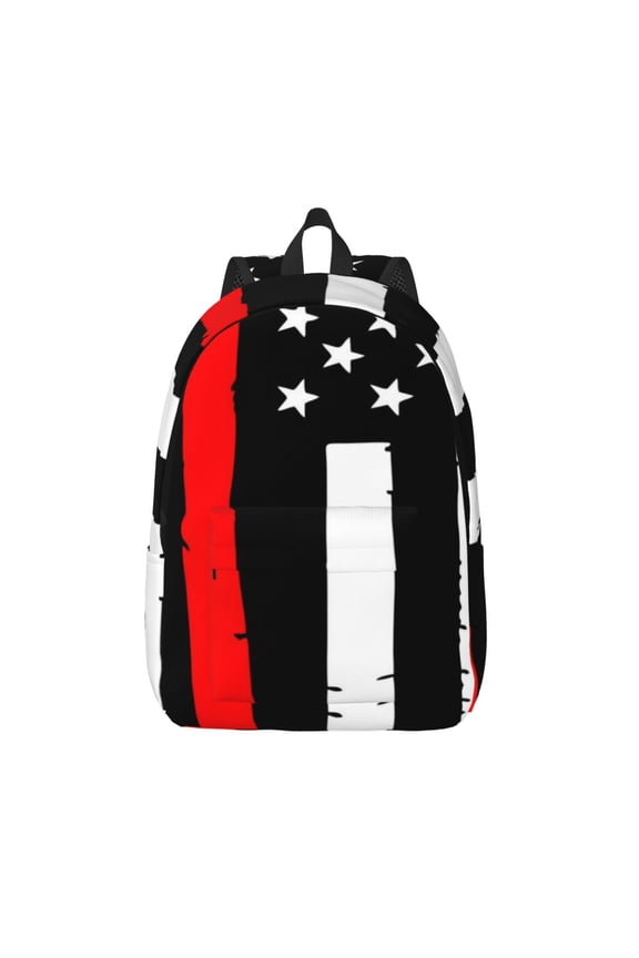 Firefighters USA Flag Print Canvas Travel Laptop Backpack for Men Women,Business Work Rucksack College School Computer Bag Fits 15.6 Inch Notebook