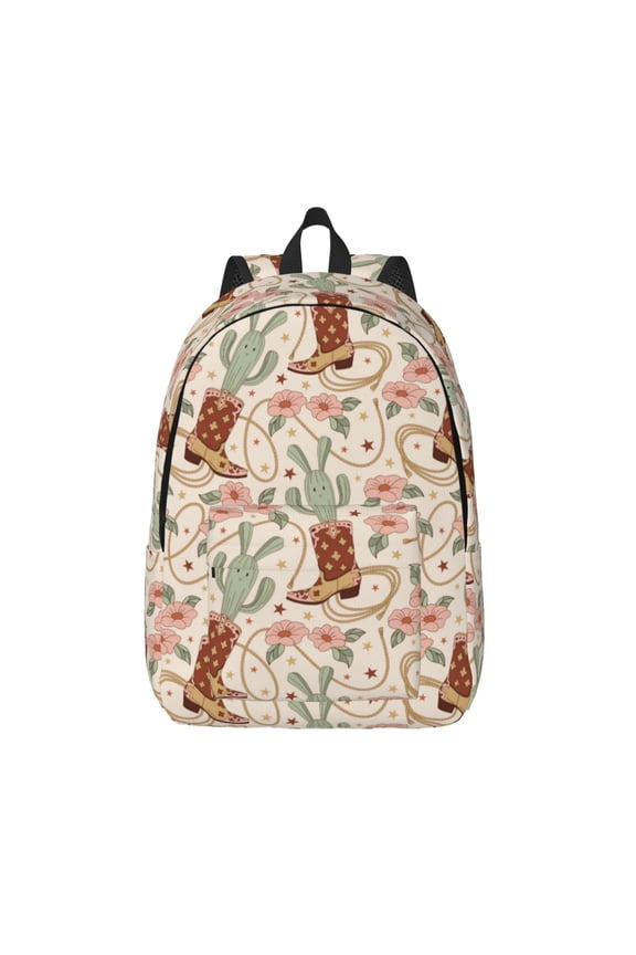 Floral Cowboy Boots Print Canvas Travel Laptop Backpack for Men Women,Business Work Rucksack College School Computer Bag Fits 15.6 Inch Notebook