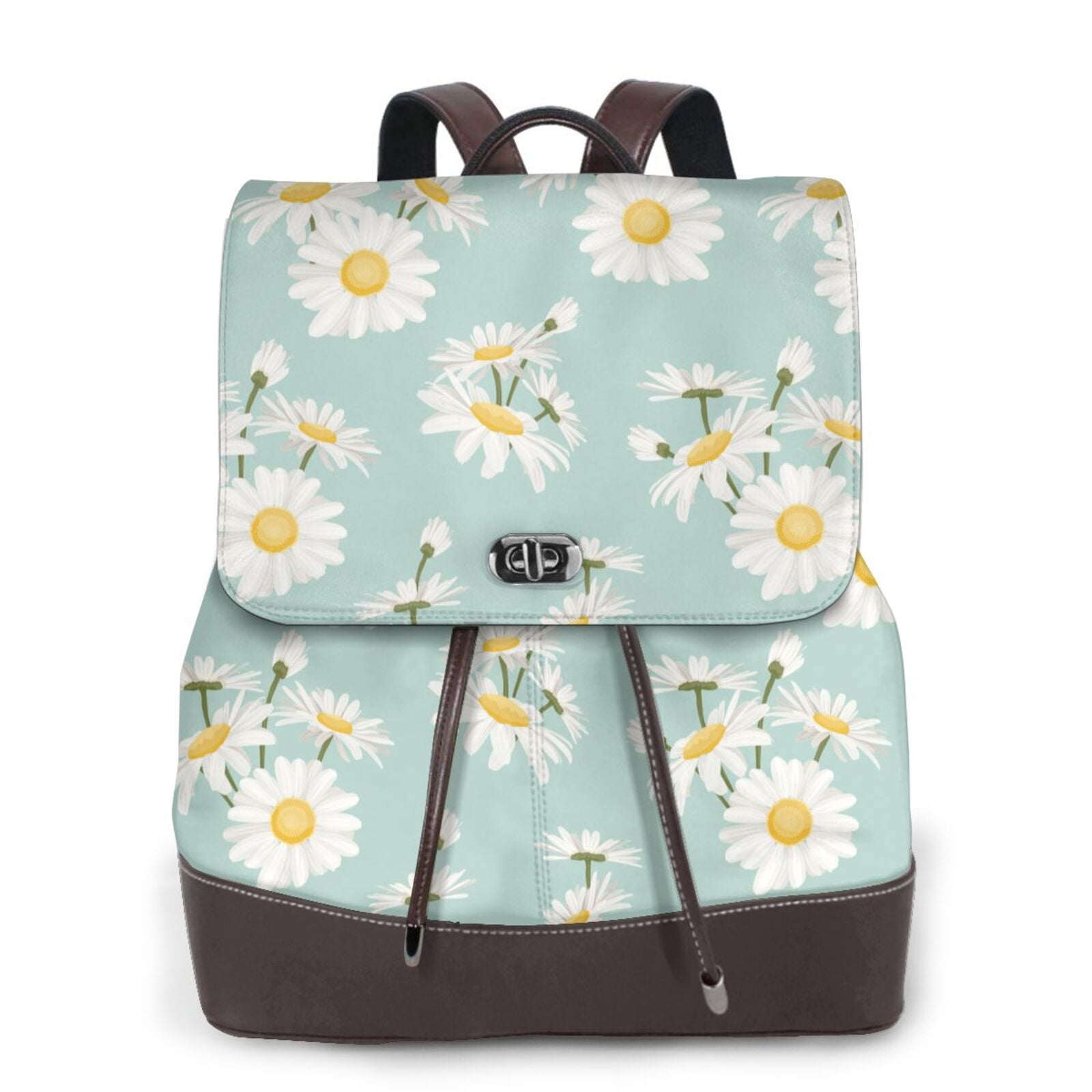 daisy floral print leather backpack Kawani Flowers College Bookbags Black and White for Girls Women, Teens School Bags Bookbags Ladies Daisy Flowers Laptop Backpacks Travel Hiking Camping Gym Daypack : Electronics plus extra internal pockets for added organization Daisy Conceal Carry Backpack by