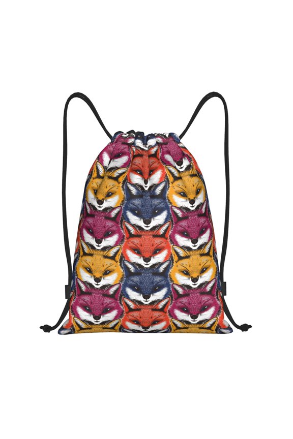 Fox Face Print Drawstring Backpack Drawstring Bags,Draw String Back Bag Drawstring Bags for Sports,Gym,Travel,Swimming,Beach