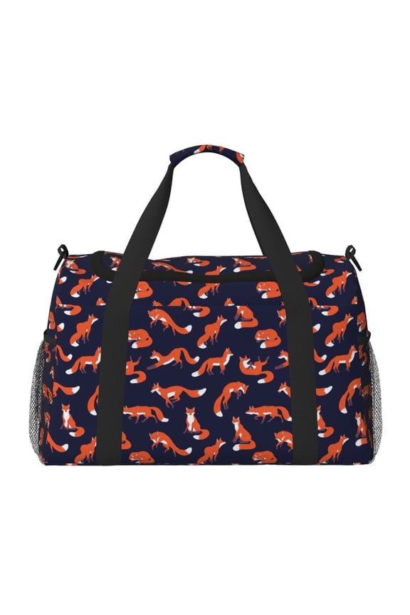 Foxes In Different Poses Print Foldable Travel Duffel Bag Tote Carry on Luggage Bag Personal item Sports Gym Bag Water Resistant Weekender Overnight Bags for Women and Men