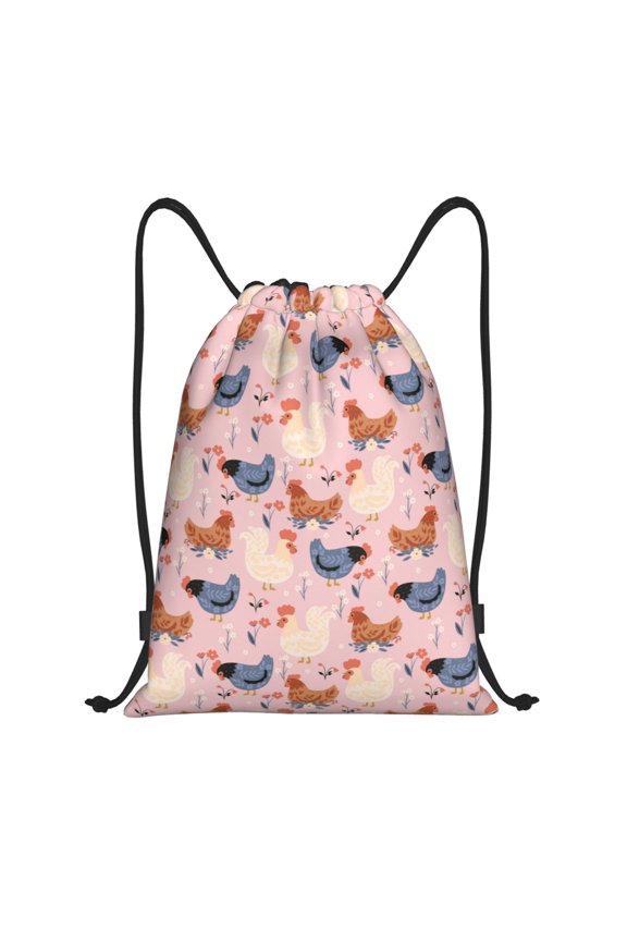 Funny Chicken Print Drawstring Backpack Drawstring Bags,Draw String Back Bag Drawstring Bags for Sports,Gym,Travel,Swimming,Beach