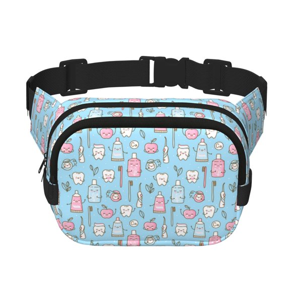 Kuqiui Funny Cute Teeth Print Fanny Packs for Women Cross Body Waist Bag Fashionable Fanny Pack Designer Workout Hiking Waist Pack Running Travel Gym