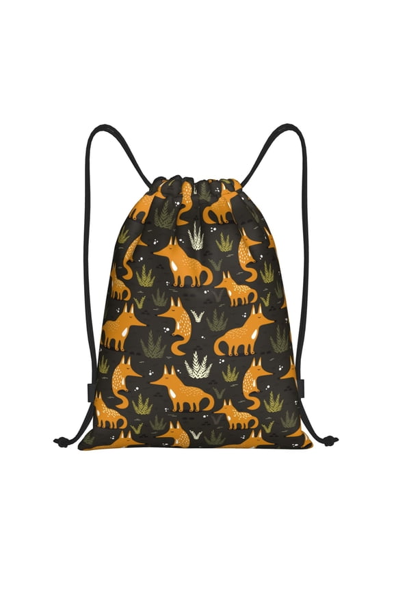 Funny Fox by the Field Print Drawstring Backpack Drawstring Bags,Draw String Back Bag Drawstring Bags for Sports,Gym,Travel,Swimming,Beach