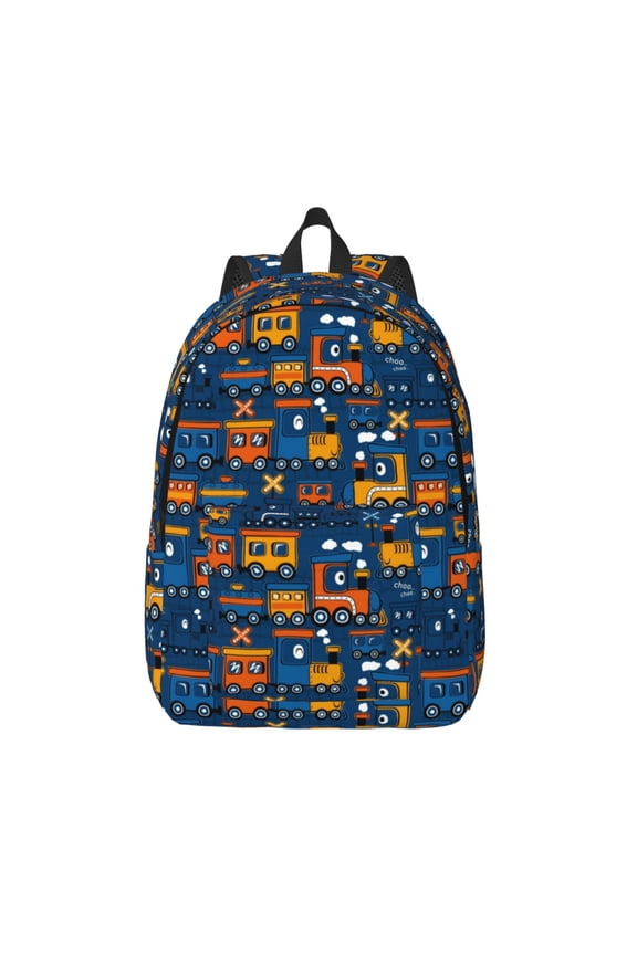 Funny Steam Train Print Canvas Travel Laptop Backpack for Men Women,Business Work Rucksack College School Computer Bag Fits 15.6 Inch Notebook
