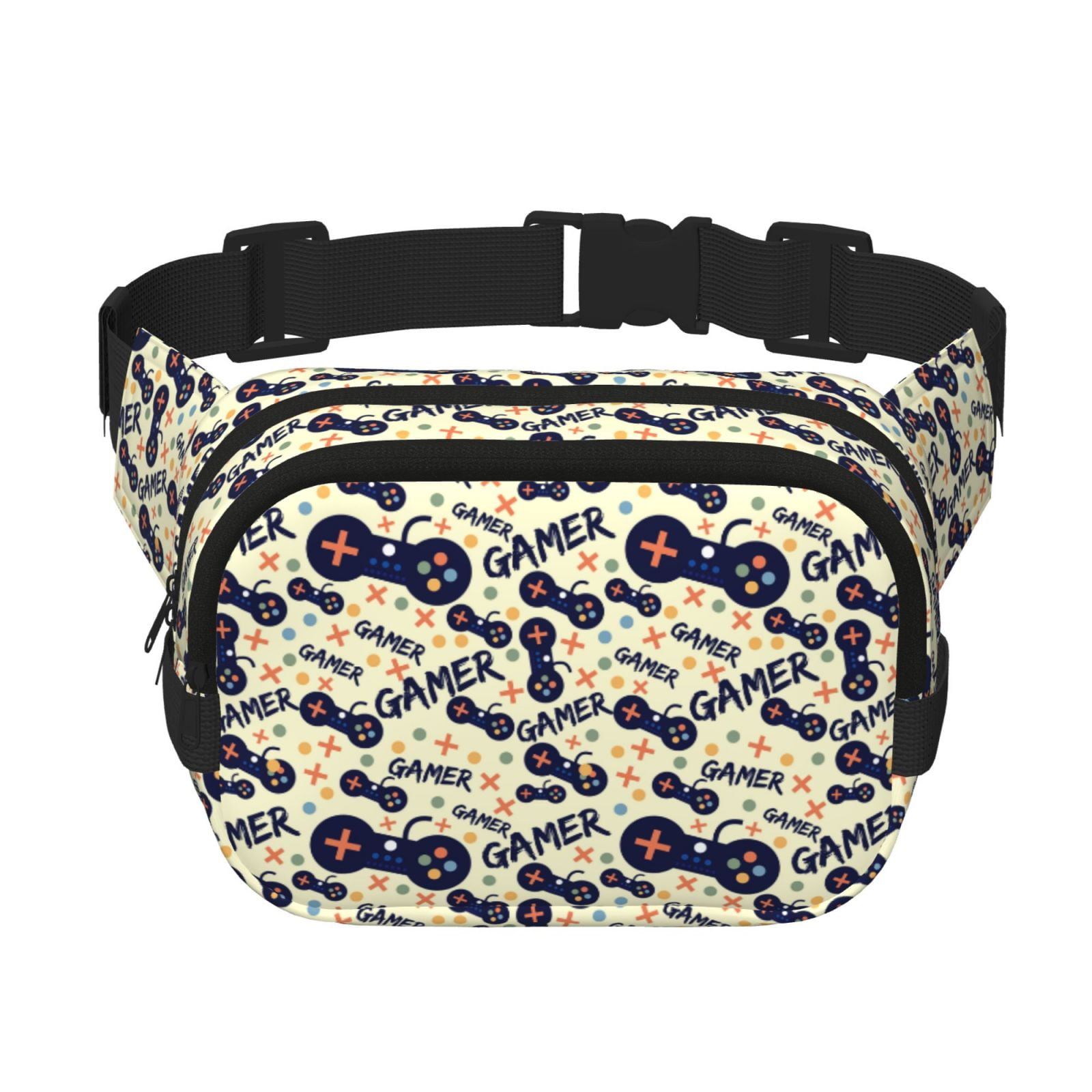 Kuqiui Game Controller Print Fanny Packs for Women Cross Body Waist Bag Fashionable Fanny Pack Designer Workout Hiking Waist Pack Running Travel Gym