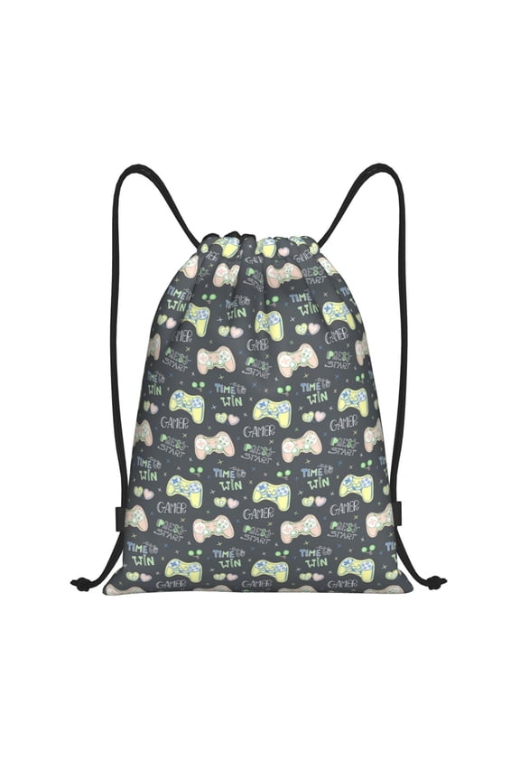 Gamers Print Drawstring Backpack Drawstring Bags,Draw String Back Bag Drawstring Bags for Sports,Gym,Travel,Swimming,Beach