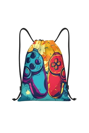 Gaming Print Drawstring Backpack Drawstring Bags,Draw String Back Bag Drawstring Bags for Sports,Gym,Travel,Swimming,Beach
