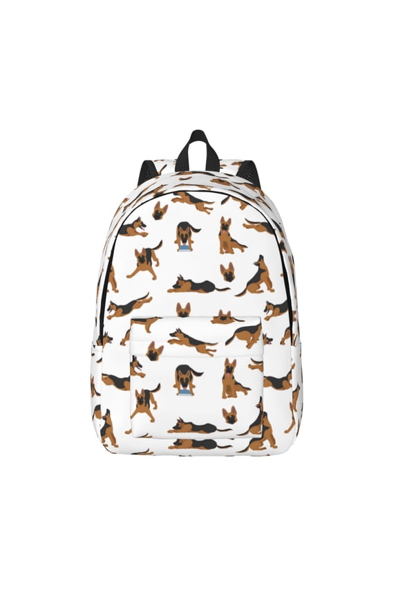 German Shepherd Dog Print Canvas Travel Laptop Backpack for Men Women,Business Work Rucksack College School Computer Bag Fits 15.6 Inch Notebook