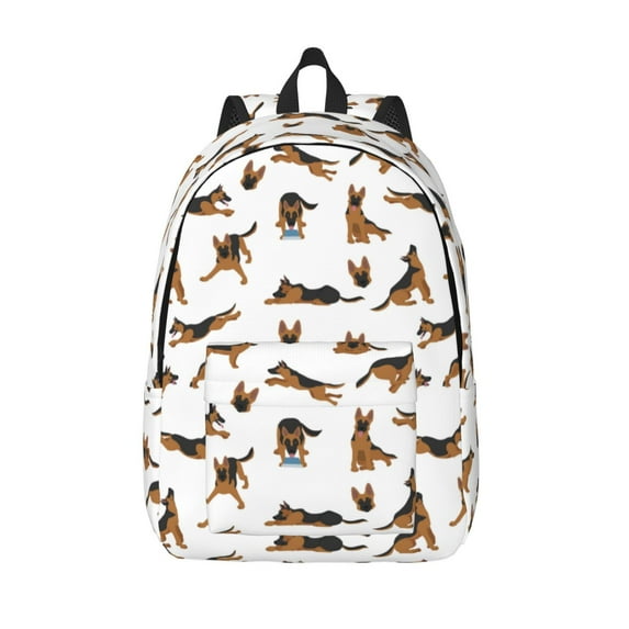 Kuqiui German Shepherd Dog Print Canvas Travel Laptop Backpack for Men Women,Business Work Rucksack College School Computer Bag Fits 15.6 Inch Notebook