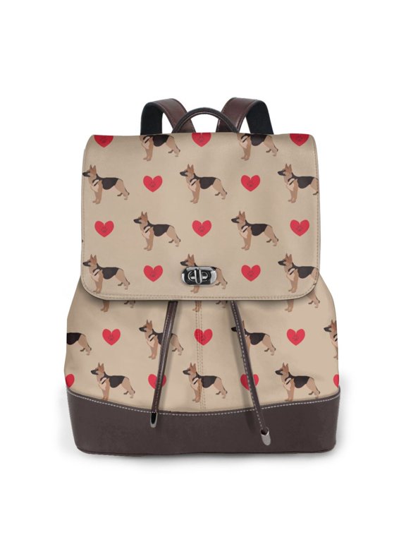German Shepherd Dog Print Leather Backpack Purse For Women Fashion Ladies Vintage Bags Casual College Travel Backpacks bag