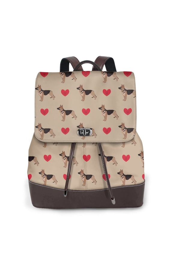German Shepherd Dog Print Leather Backpack Purse For Women Fashion Ladies Vintage Bags Casual College Travel Backpacks bag
