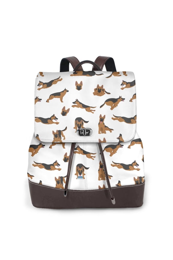 German Shepherd Dog Print Leather Backpack Purse For Women Fashion Ladies Vintage Bags Casual College Travel Backpacks bag