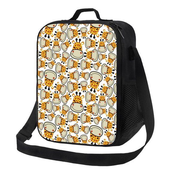 Kuqiui Giraffes Head Print Lunch Box for Women Men,Insulated Lunch Bag Women with Adjustable Shoulder Strap,Lunch Tote Bag for Work,Picnic,Camping