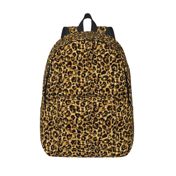 Kuqiui Gold Glitter Leopard Print Canvas Travel Laptop Backpack for Men Women,Business Work Rucksack College School Computer Bag Fits 15.6 Inch Notebook