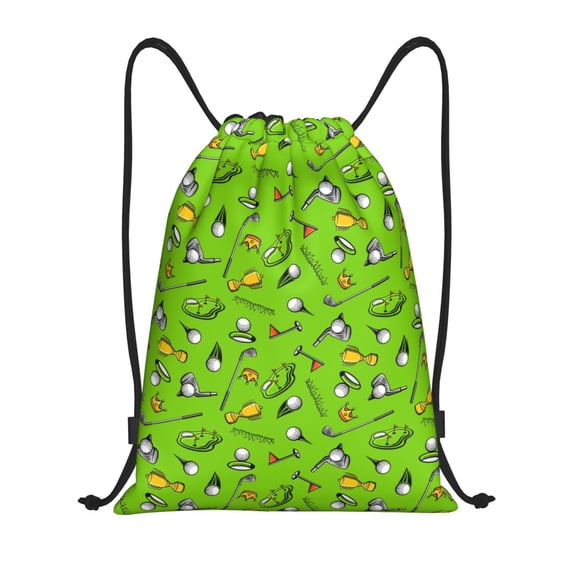 Kuqiui Golf Sport Club Print Drawstring Backpack Drawstring Bags,Draw String Back Bag Drawstring Bags for Sports,Gym,Travel,Swimming,Beach