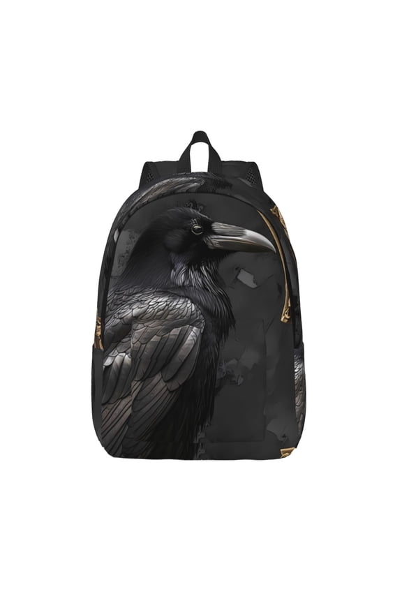 Gothic Raven Portrait Print Canvas Travel Laptop Backpack for Men Women,Business Work Rucksack College School Computer Bag Fits 15.6 Inch Notebook