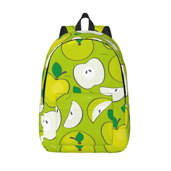 Kuqiui Green Apple Print Canvas Travel Laptop Backpack for Men Women,Business Work Rucksack College School Computer Bag Fits 15.6 Inch Notebook