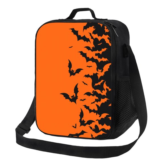 Kuqiui Halloween Bats Print Lunch Box for Women Men,Insulated Lunch Bag Women with Adjustable Shoulder Strap,Lunch Tote Bag for Work,Picnic,Camping