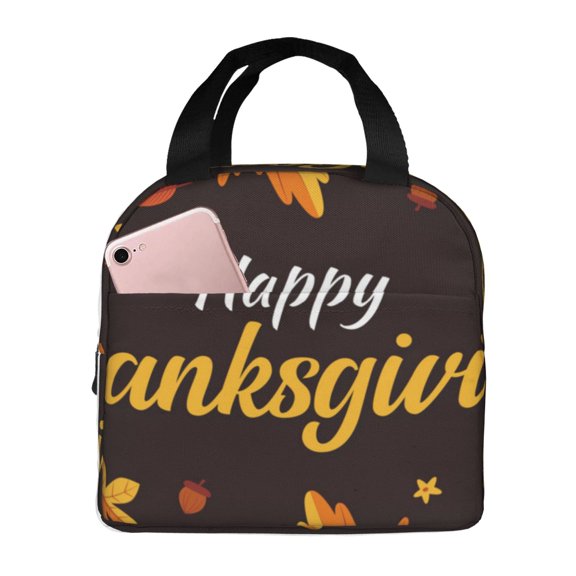 Kuqiui Happy Thanksgiving 1 Print Lunch Bag Lunch Box for Women & Men,Large Capacity Insulated Lunch Bag for Adult,Leakproof Reusable Lunch Tote Bags for Work/Office/Travel/Picnic