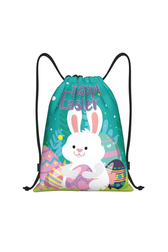 Happy easter Print Drawstring Backpack Drawstring Bags,Draw String Back Bag Drawstring Bags for Sports,Gym,Travel,Swimming,Beach
