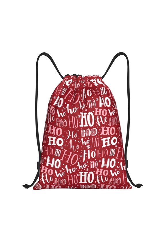 Ho Funny Christmas Print Drawstring Backpack Drawstring Bags,Draw String Back Bag Drawstring Bags for Sports,Gym,Travel,Swimming,Beach