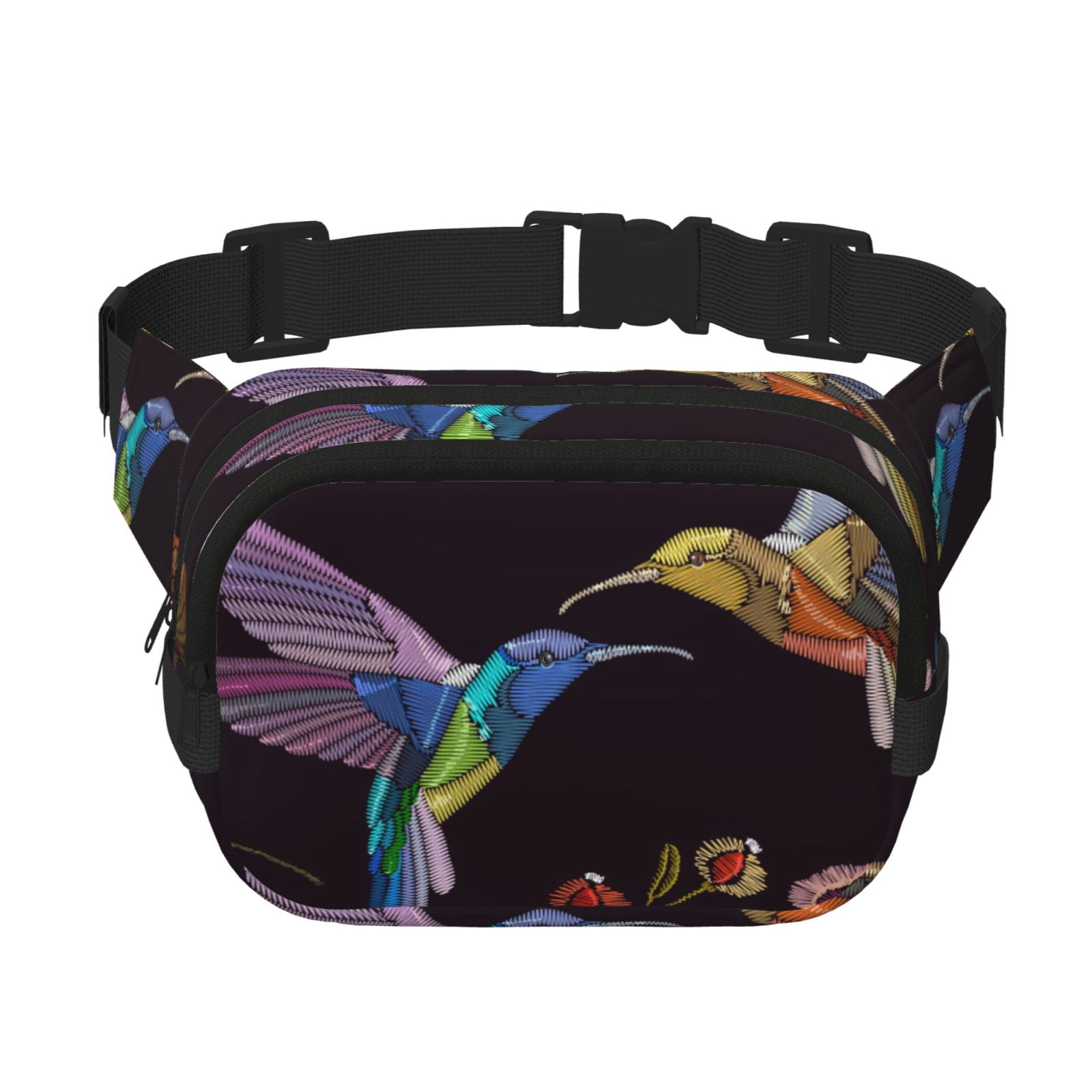 Kuqiui Humming Bird Print Fanny Packs for Women Cross Body Waist Bag Fashionable Fanny Pack Designer Workout Hiking Waist Pack Running Travel Gym