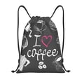thumbnail image 1 of Kuqiui I Love Coffee Print Drawstring Backpack Drawstring Bags,Draw String Back Bag Drawstring Bags for Sports,Gym,Travel,Swimming,Beach, 1 of 8